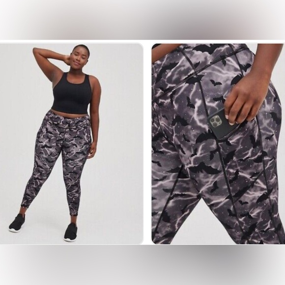 Torrid Halloween Bat Leggings Active Gray 4x - Picture 2 of 5